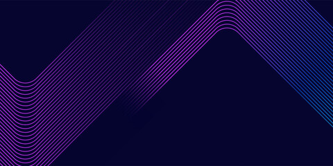 Wall Mural - Dark abstract background with glowing geometric lines. Modern shiny purple blue gradient rounded square lines pattern. Futuristic technology concept.