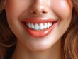 © kinara art design - Closeup of a womans perfect smile with healthy white teeth and pink glossy lips