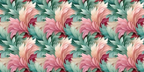 Wall Mural - ai generated illustration of vibrant seamless patterns of colorful plant leaves