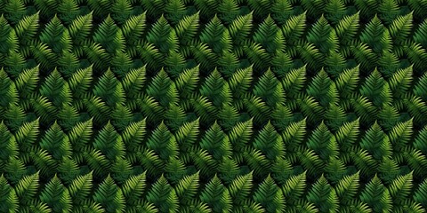 Wall Mural - AI generated illustration of botanical pattern with an array of fern leaves in shades of green