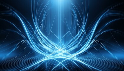 Wall Mural - Abstract light background featuring ethereal, wispy strands of light in a midnight blue setting 