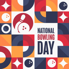 Wall Mural - National Bowling Day. Holiday concept. Template for background, banner, card, poster with text inscription. Vector EPS10 illustration.