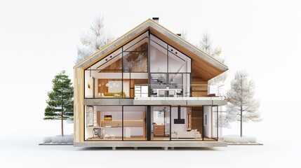 Canvas Print - Modern House with a Transparent Design