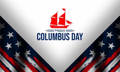 Wall Mural - Happy Columbus Day Greeting Card   with usa waving flag  for banner, poster, social media feed