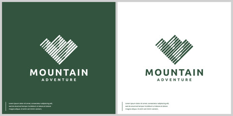 Canvas Print - Mountain shape line art, modern abstract style, logo design template.