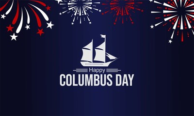 Wall Mural - Happy Columbus Day Greeting Card   with usa waving flag  for banner, poster, social media feed