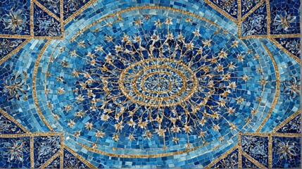 Wall Mural - close-up blue gold mosaic ceiling ceiling made up