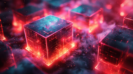 Poster - cubes on a dark background