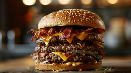 Double burguer with cheese and bacon