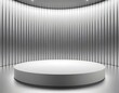 © grey - 실버와 화이트 배경에 빈 단상. 제품 프리젠테이션을 위한 목업 이미지.