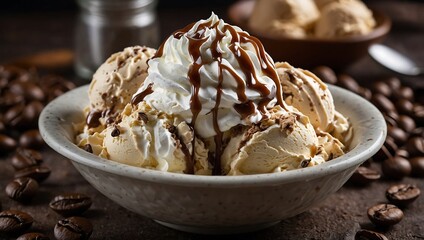 Wall Mural - Coffee-flavored ice cream topped with whipped cream