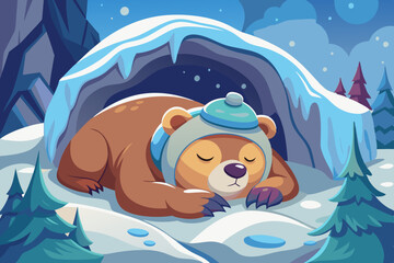 Teddy bear sleeping character flat vector design concept