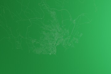 Sticker - Map of the streets of Praia (Cape Verde) made with white lines on green paper. Rough background. 3d render, illustration