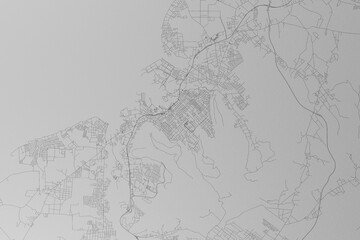 Sticker - Map of the streets of Port Louis (Mauritius) made with black lines on grey paper. Top view. 3d render, illustration