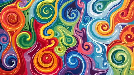 colorful squiggles background. Graphic design. Art, Modern, Abstract, Graffiti, rainbow color	