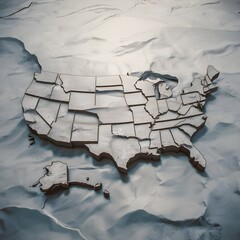 USA Map with Detailed State Borders and Capitals for Learning Geography