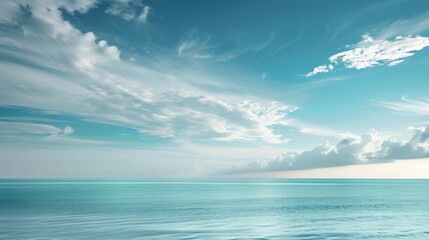 Sticker - Serene Ocean Landscape with Cloudy Sky.