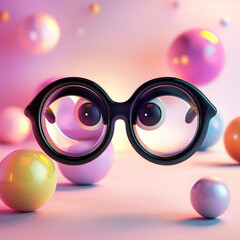 Wall Mural - 3D render of a glasses on eyes