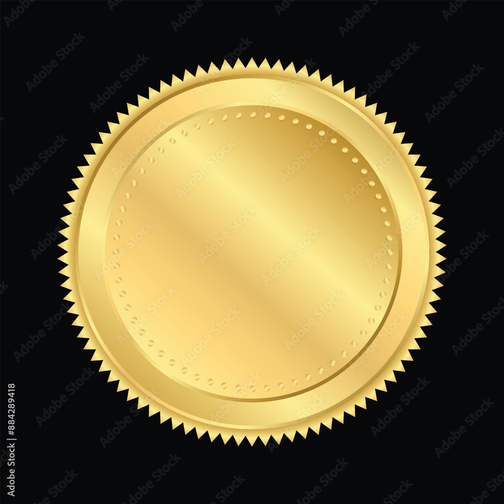 Gold medal winner medals Golden Gradient Badge circle Realistic Vector ...