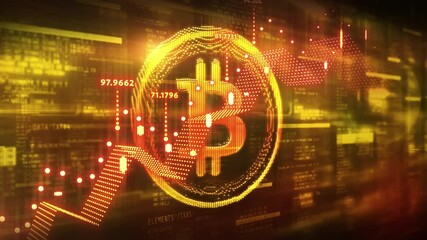 Wall Mural - Bitcoin cryptocurrency on the background of digital space.