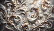 © Oxy Maru - Marble wall design with golden floral pattern, elegant design, luxurious decor, high quality texture marble, gold ornament details, classic style,baroque design