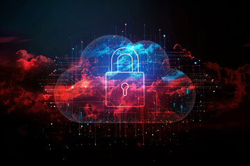 Wall Mural - Internet and cloud computing security concept illustration.