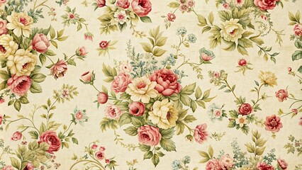 Sticker - Vintage floral pattern on light background, floral, vintage, pattern, design, retro, delicate, pastel, elegant, feminine