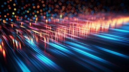 Fototapete - Abstract data transfer concept with fiber optic lights
