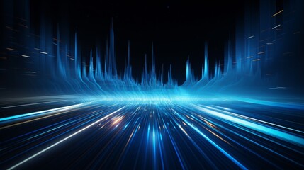 Leinwandbilder - Blue light trails representing data flow in a dark background