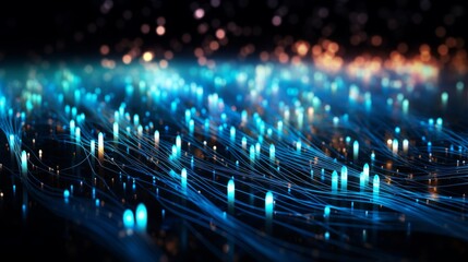 Poster - Network data transfer visualized by glowing fiber optic cables