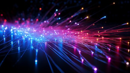 Poster - Network data transfer visualized by glowing fiber optic cables
