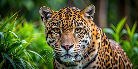 Poster - A close-up image of a stalking jaguar in the wild, predator, feline, wildlife, nature, carnivore, stealth, hunter