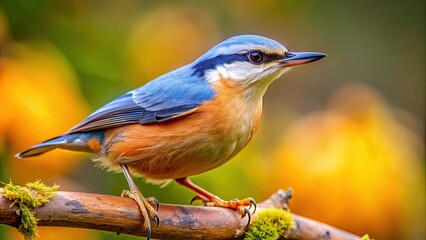 Poster - Close-up of a colorful Eurasian Nuthatch perched on a tree branch, Eurasian Nuthatch, bird, wildlife, nature, animal, close-up