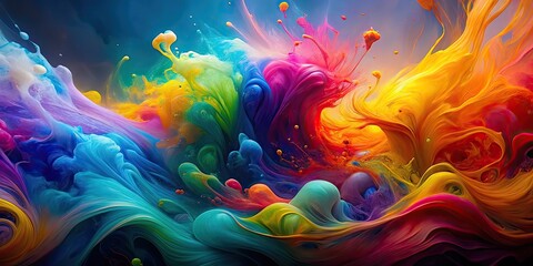 Wall Mural - Vibrant and dynamic liquid ink abstract background , colorful, spectacular, vibrant, dynamic, abstract, ink, liquid