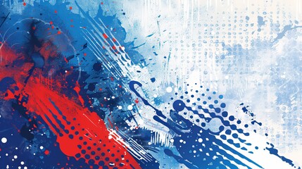 Canvas Print - An abstract artwork featuring dynamic splashes of blue and red paint, intersecting to create a vibrant and energetic design blending colors and textures seamlessly.