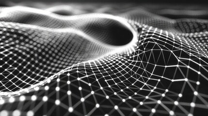 3d illustration of abstract technology and science background featuring a detailed mesh network with geometric shapes and lines


