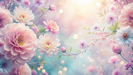 Wall Mural - Dreamy floral backgrounds with soft pastel colors and delicate blooms , dreamy, floral, flowery, background, soft, pastel