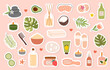 © Myurenn - Spa sticker set. Vector doodle set of home spa