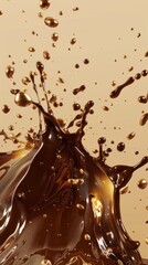 Wall Mural -  Chocolate gold splash on clean background 