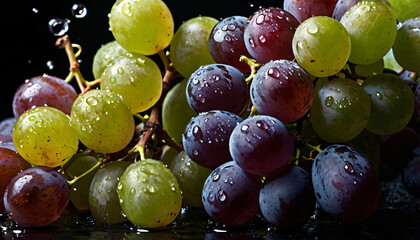 fresh grapes with splash of water produced ai