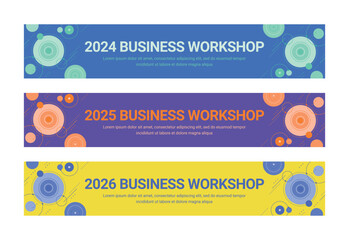 Wall Mural - Set of business banner design templates in modern, abstract pattern style for schools, companies, workshops, events and presentations. 