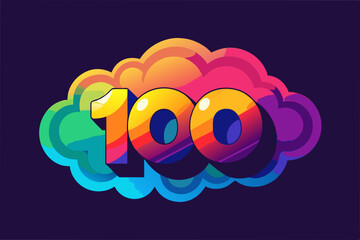 Sticker - 100 Number mosaic logo icon design template