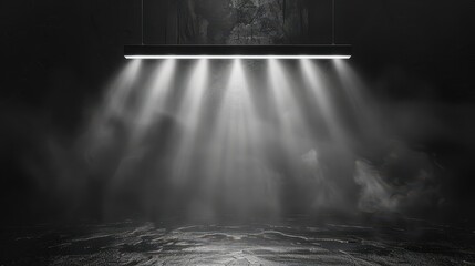 Wall Mural - a black and white photo of a light beam above a body of water