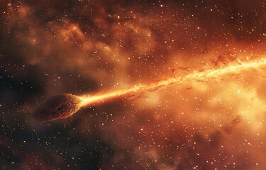 Wall Mural - illustration of a falling meteor emitting fire with a background of fire smoke