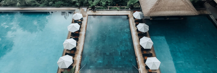 Wall Mural - aerial view of pool and exterior in resort.