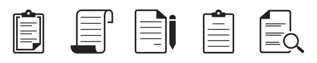 Wall Mural - document icon set. set of 5 outline icons related to document. linear icon collection. document or f