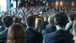 © Vicky - group of people in formal dressing suit as audience at large modern hall business event. Press conference news presentation exhibition briefing reporter seminar workshop convention forum summit