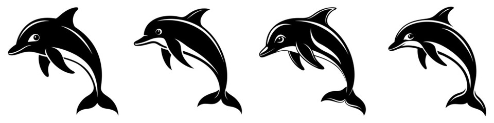 Wall Mural - dolphin icon. black silhouette of a dolphin. dolphin symbol. vector illustration.