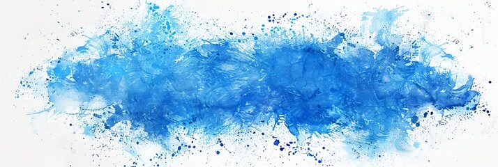 Wall Mural - Splash of blue paint on a white background. The blue paint is splattered and has a sense of movement