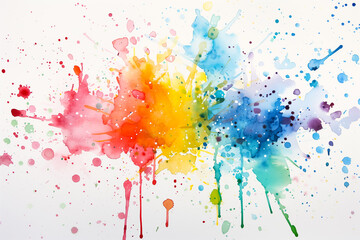 Canvas Print - A vibrant splash of watercolor ink with bold, flowing colors blending seamlessly. The dynamic mix of hues creates an expressive and artistic effect, full of energy and movement.